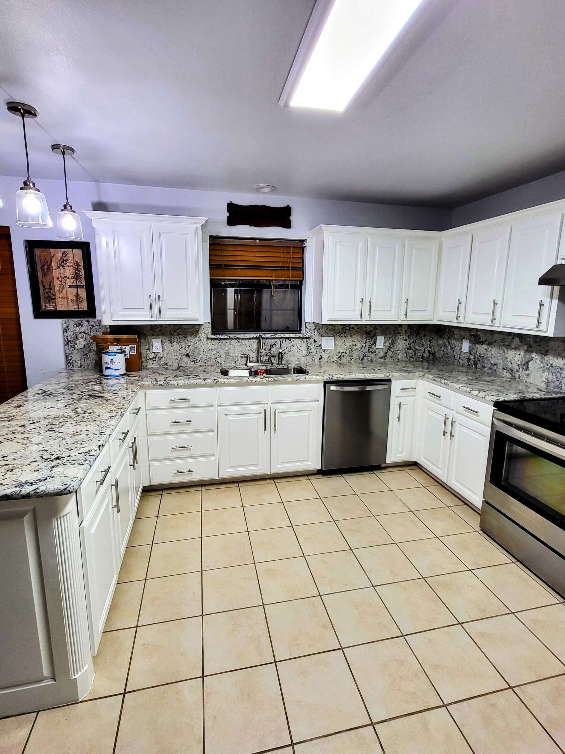 Kitchen with new white cabinets