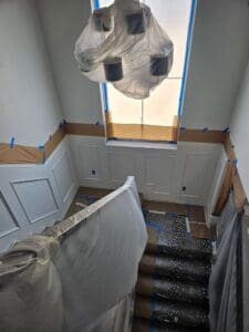 Painting Prep work on staircase