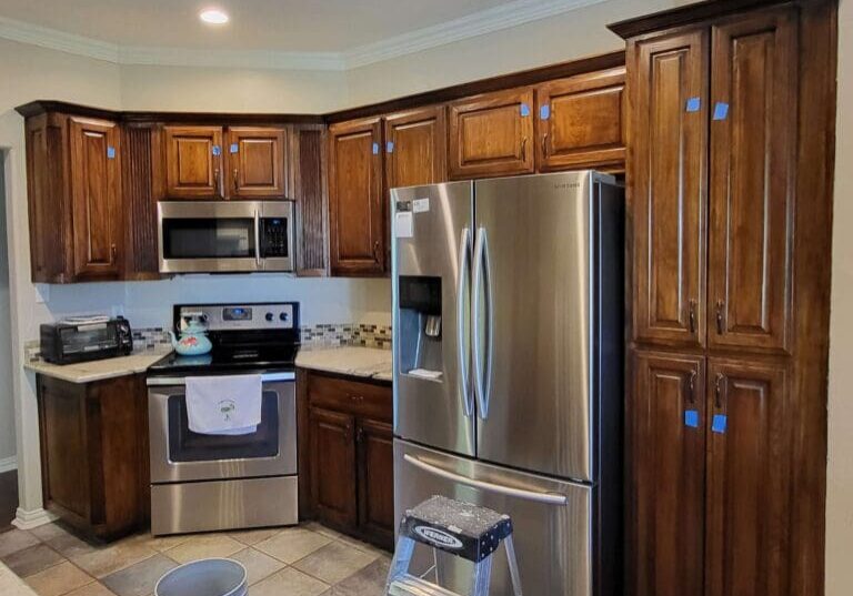 Brown kitchen tuscan cabinets
